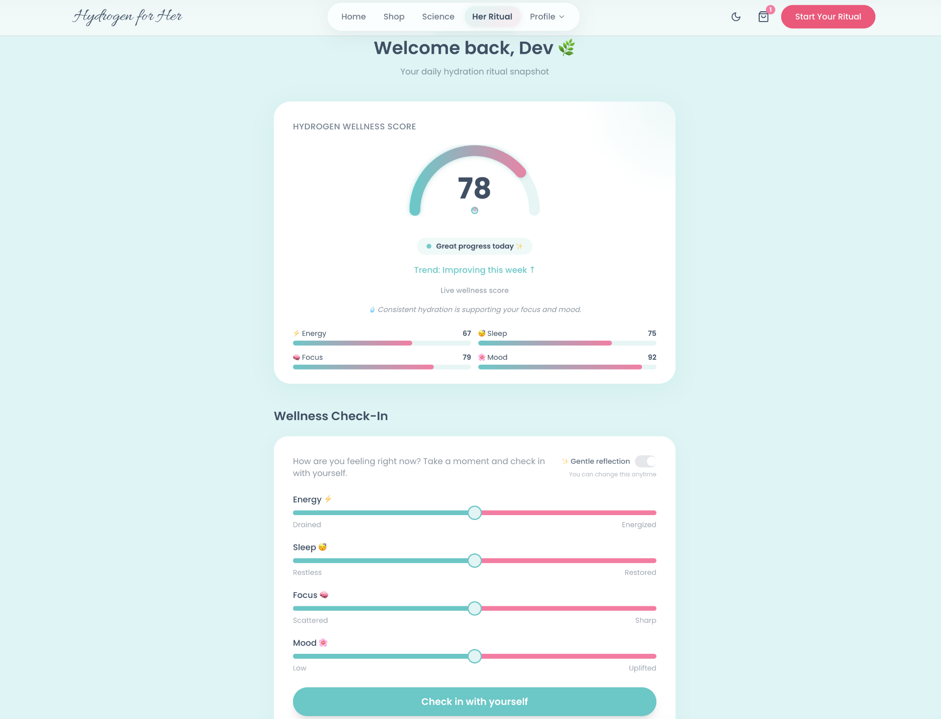 Customer wellness dashboard
